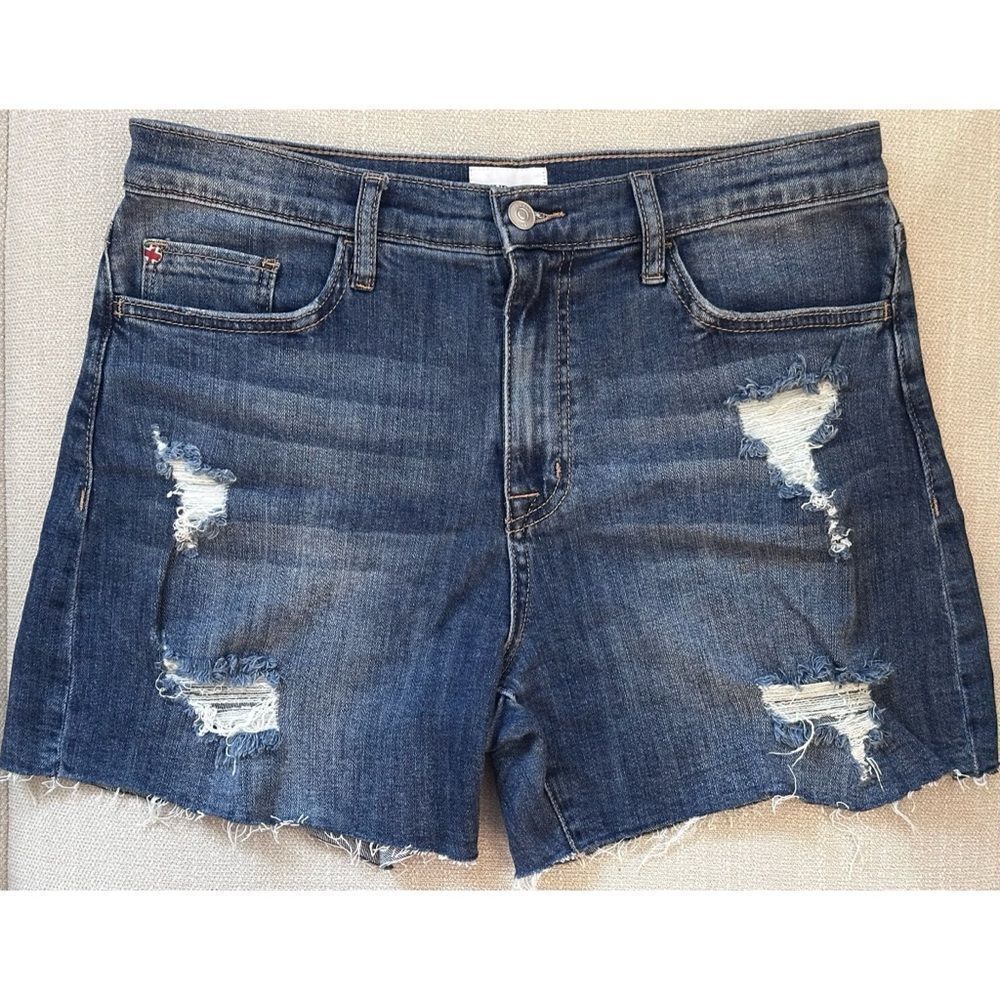 Hudson Jeans Women's KASS High-Rise Distressed Denim Biker Shorts, SZ 29